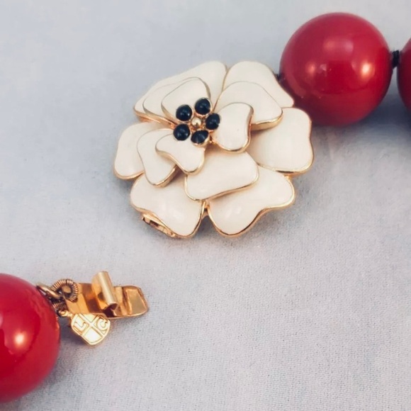 Chunky Geometric Bead 22" Necklace Enamel Gardenia Clasp All Seasons & Occasions - Picture 6 of 11